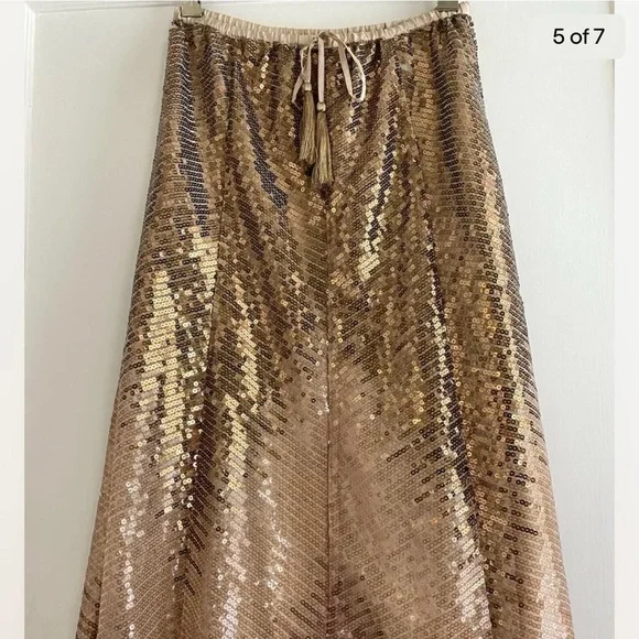 NWOT Calypso St. Barth Gold Ombre Sequin Maxi Skirt Size XS